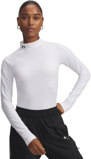 Under Armour UA CG Authentics Mockneck, polo térmico de manga larga mujer, blanco