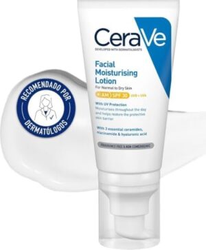 CeraVe loción hidratante facial SPF 30 para piel normal y seca, 52 ml