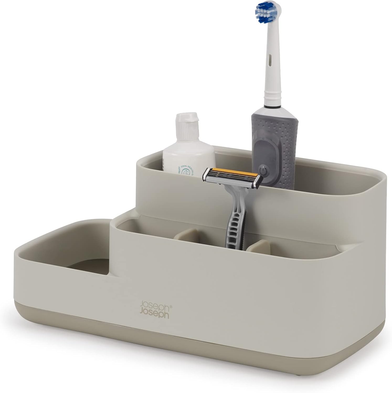 Joseph Joseph EasyStore bandeja organizadora de baño con soporte para cepillos de dientes