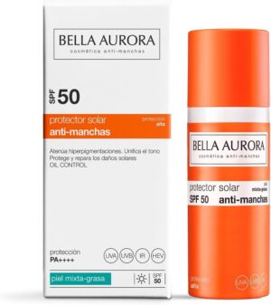 BELLA AURORA Protector Solar Antimanchas SPF50, 50 ml, piel mixta-grasa