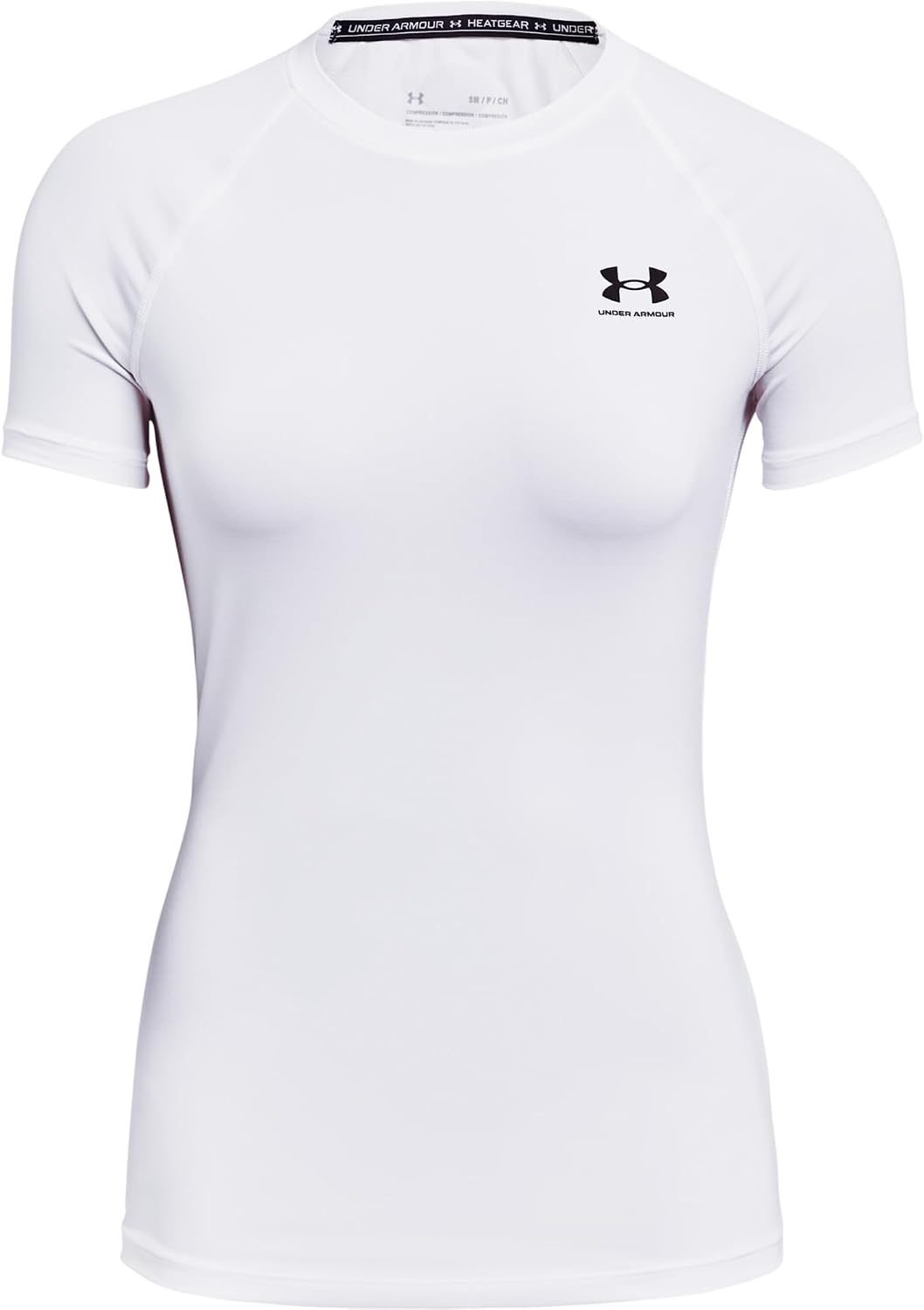 Under Armour HeatGear Authentics camiseta de compresión de manga corta, blanco y negro