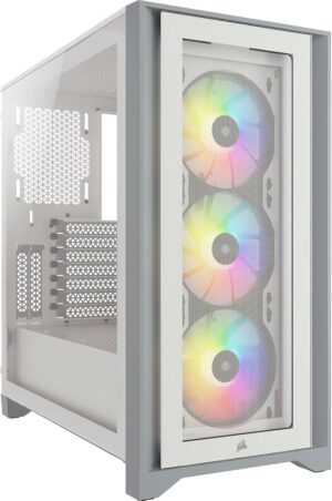 Corsair iCUE 4000X RGB caja de PC ATX semitorre con cristal templado, blanca