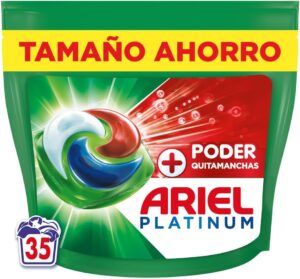 Ariel PODs Platinum detergente en cápsulas con poder quitamanchas, 35 lavados