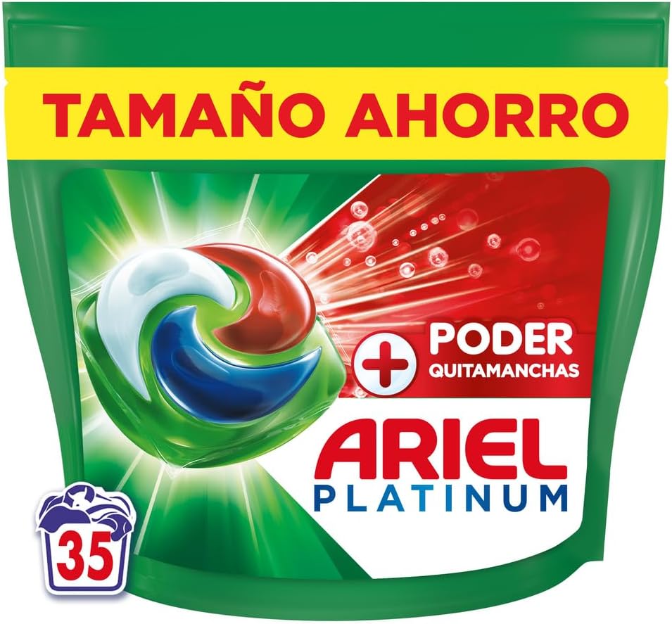 Ariel PODs Platinum detergente en cápsulas con poder quitamanchas, 35 lavados