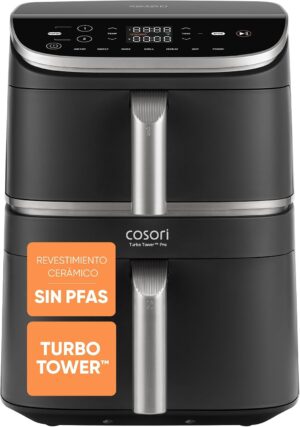 Cosori Freidora de aire Turbo Tower Pro de 10,8 L con doble cesta vertical