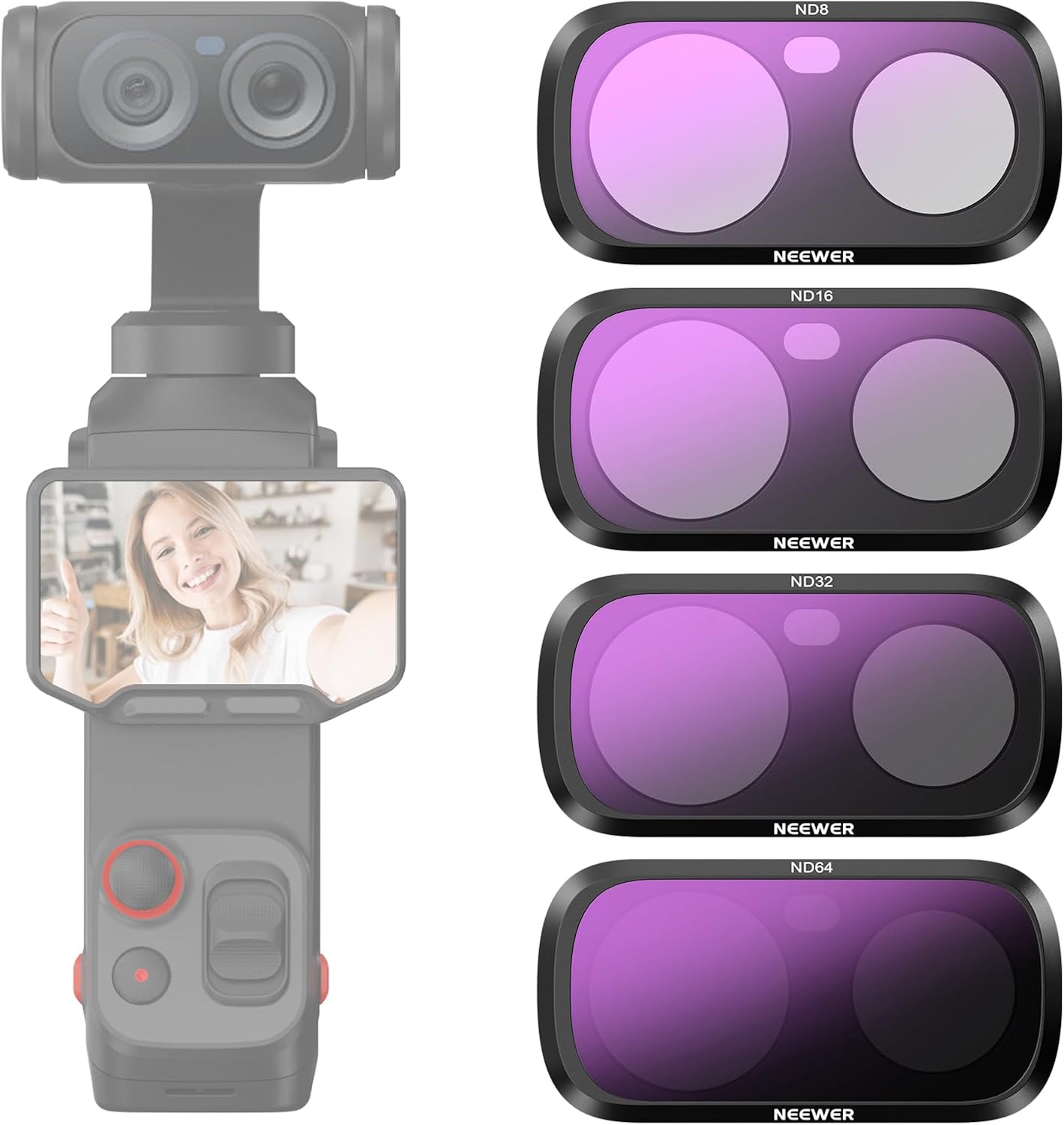 NEEWER Kit de 4 Filtros ND8, ND16, ND32 y ND64 para Insta360 Luna Ultra