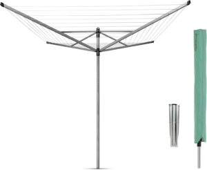 Brabantia Tendedero Rotary Lift-O-Matic con soporte para jardín, gris metalizado