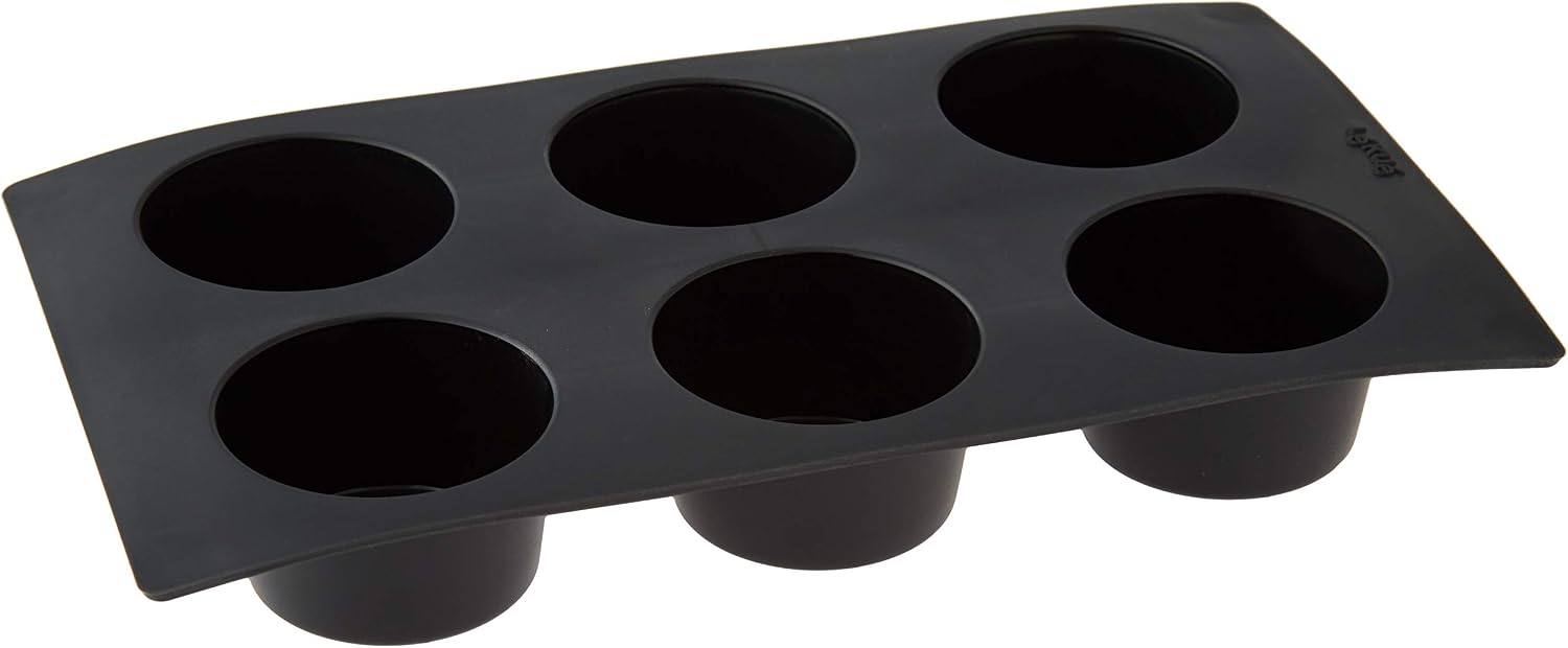 Lékué Molde Repostería Muffins de Silicona Platino, 6 Cavidades, Negro