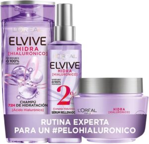 L'Oréal Paris Elvive Hidra Hialurónico Champú, Mascarilla y Sérum, Pack de 3
