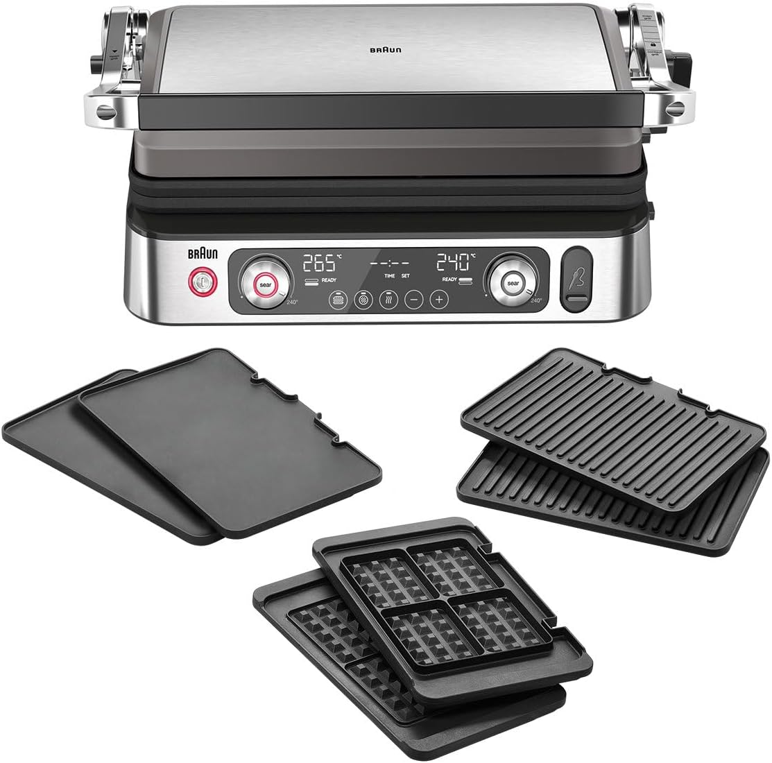 Braun MultiGrill 9 CG 9167 Plancha Eléctrica con Placas Planas, Parrilla y Gofres