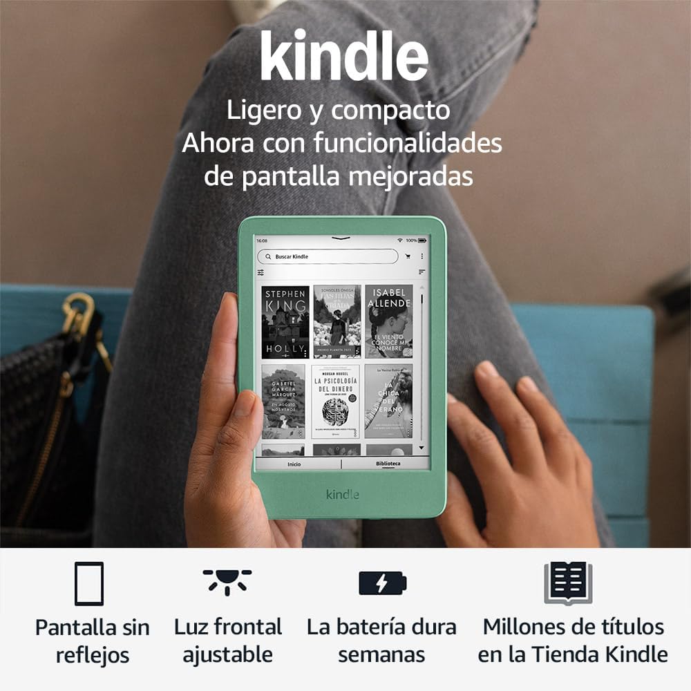 Amazon Kindle 16 GB (modelo de 2024), lector de libros con pantalla de 6 pulgadas y luz frontal