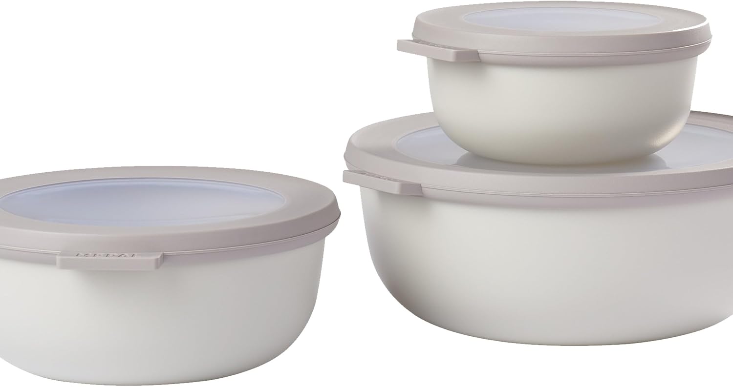 Mepal Multi Bowl Cirqula Redondo, set de 3 cajas para alimentos con tapa