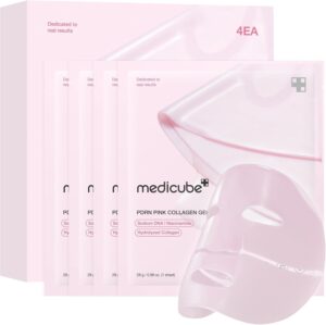 medicube Jelly Gel Mask with Salmon DNA PDRN Pink Collagen Mascarilla Facial Nocturna, 4 unidades