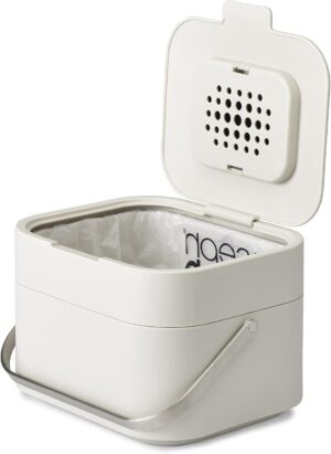 Joseph Joseph 30015 Cubo de basura con tapa y filtro de carbón, color piedra