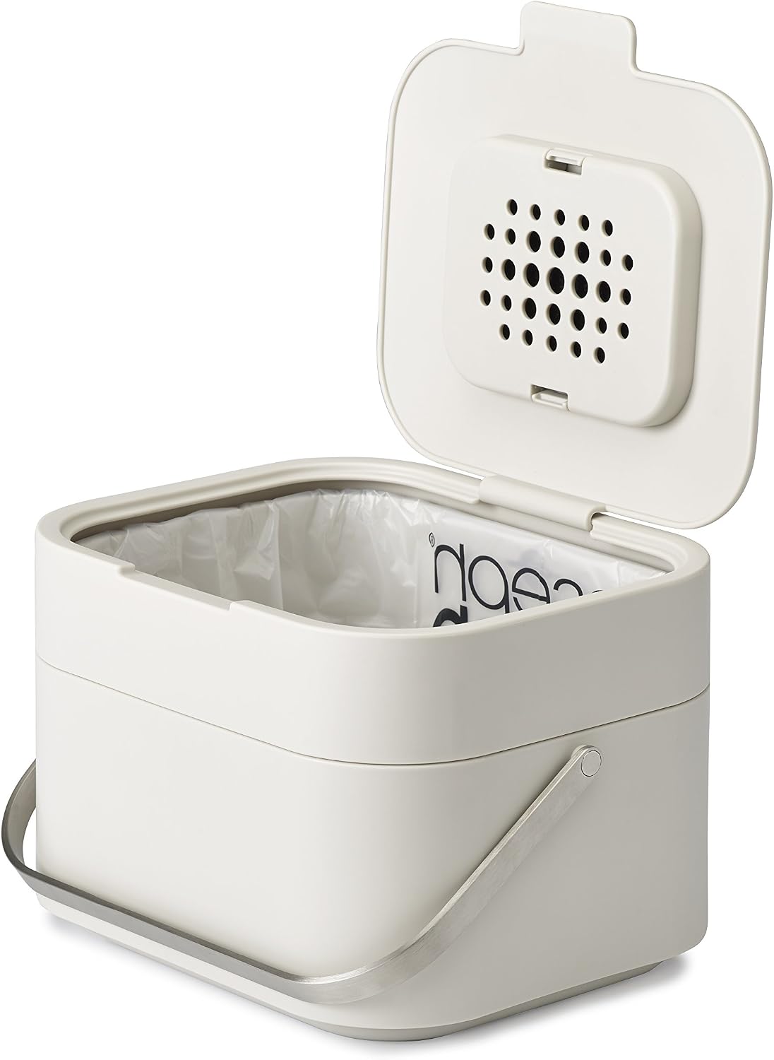 Joseph Joseph 30015 Cubo de basura con tapa y filtro de carbón, color piedra