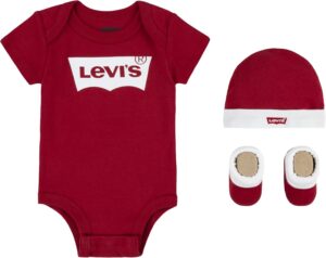 Levi's Classic Batwing Conjunto de 3 Piezas para Bebé, rojo