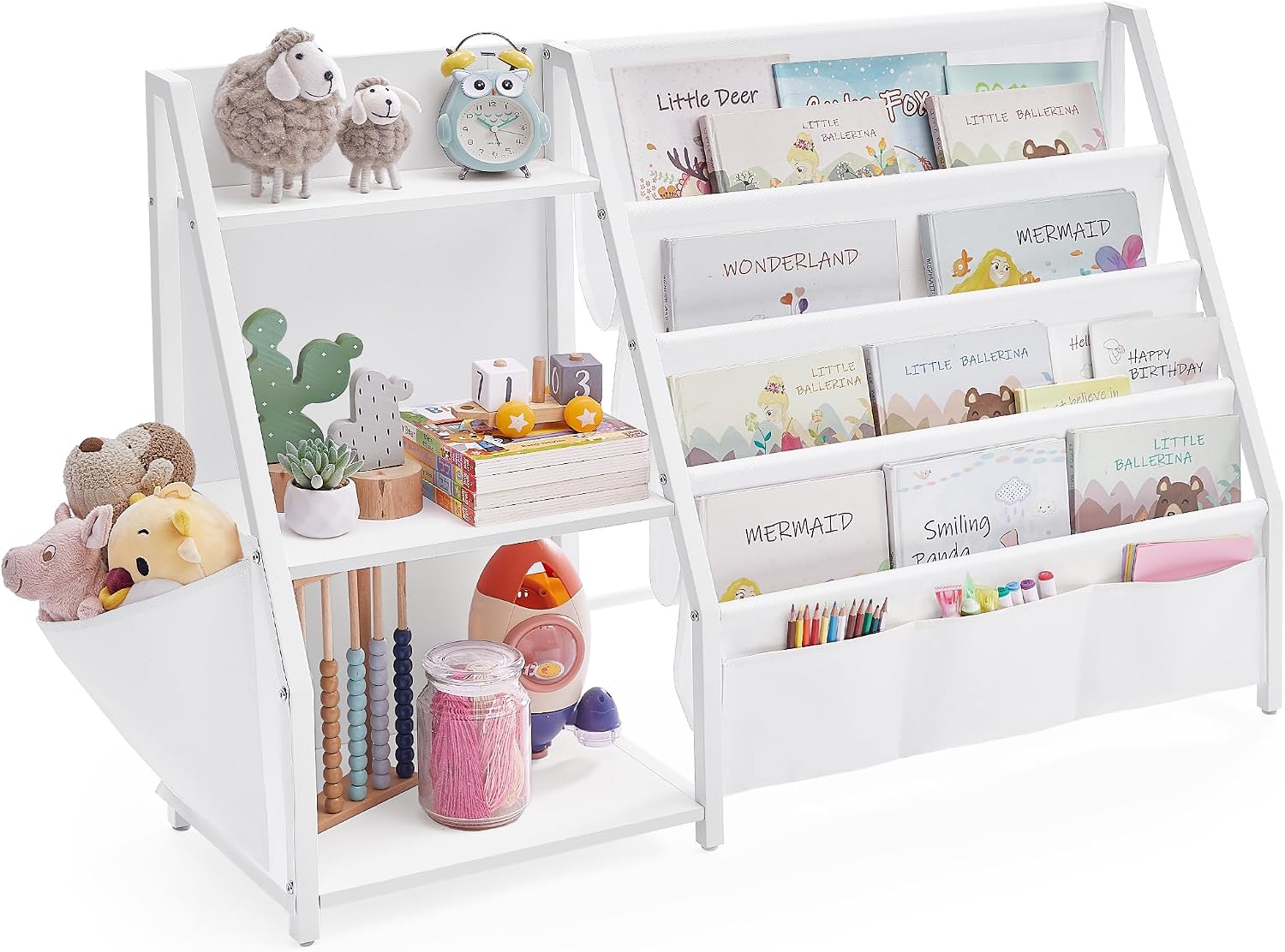 SONGMICS Librería infantil, estantería para niños de 108,5 x 30 x 75 cm, blanco