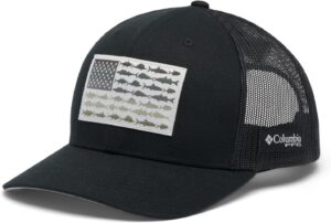 Columbia PFG Fish Flag Mesh Snap Back, gorra unisex de malla, negro
