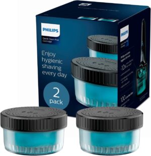 Philips Quick Clean Pod cartuchos de recarga para afeitadora eléctrica hombre, pack de 2, fragancia Fresh