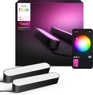 Philips Hue Play Kit de Inicio de 2 Barras de Luz LED, negro