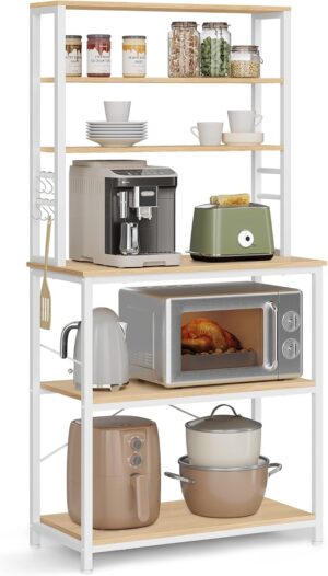 VASAGLE estantería de cocina Barnet de 6 estantes y 6 ganchos, 80 x 40 x 167 cm