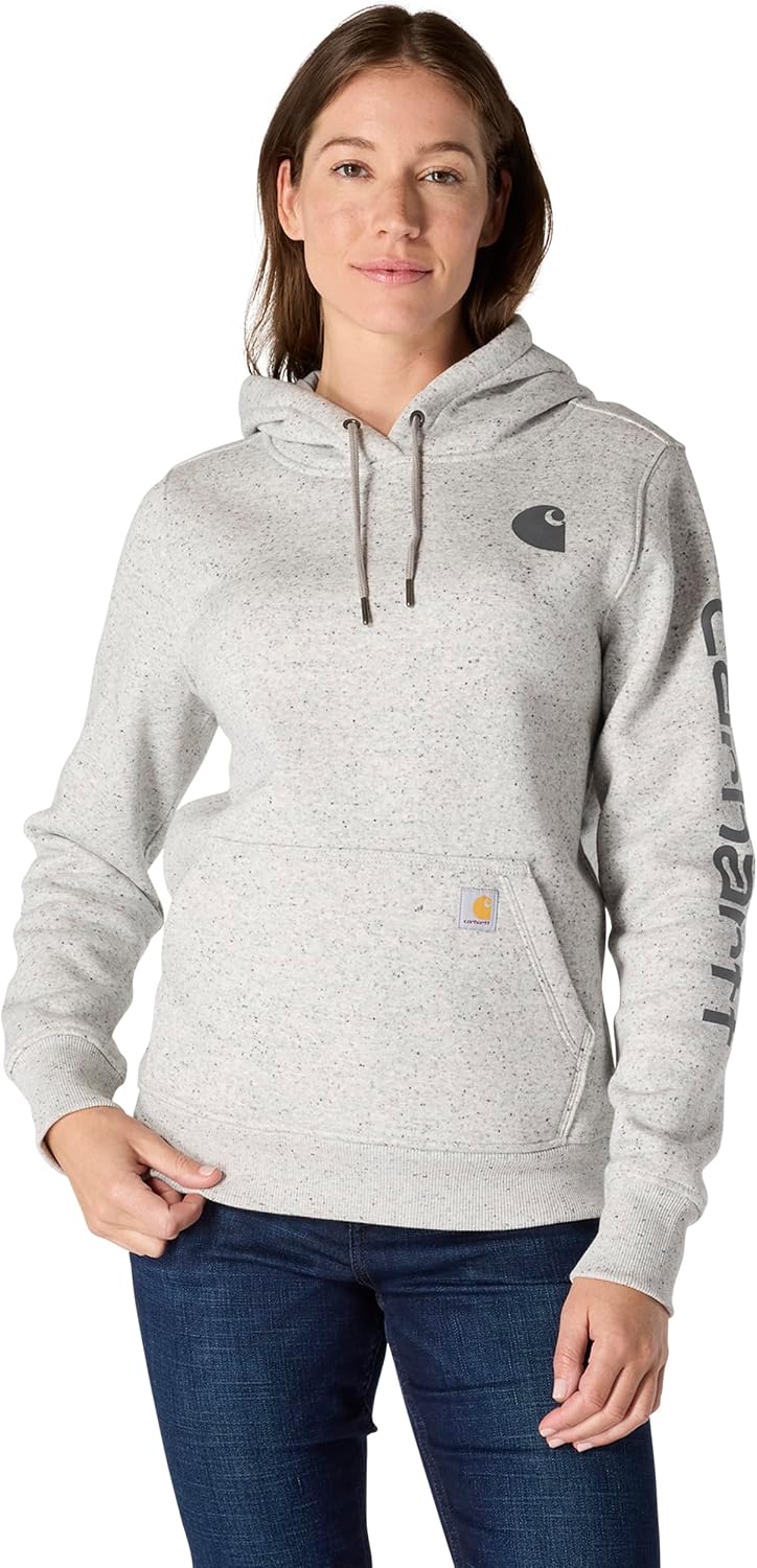 Carhartt Clarksburg sudadera con capucha y logo en la manga para mujer, gris asfalto