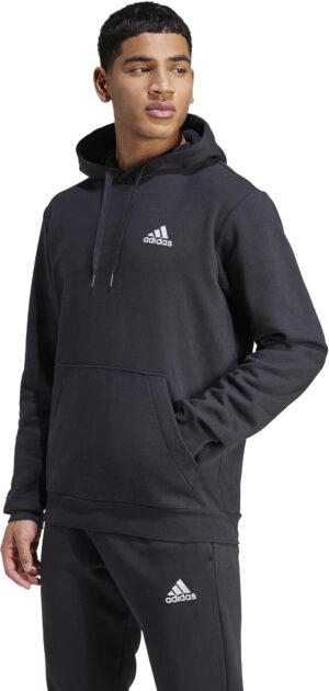 adidas Essentials Sudadera con Capucha Hombre, negro y blanco