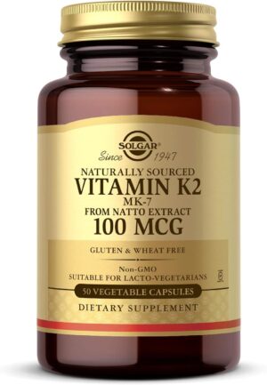 Solgar Vitamina K2 100 μg, vitamina K2 natural de extracto de natto