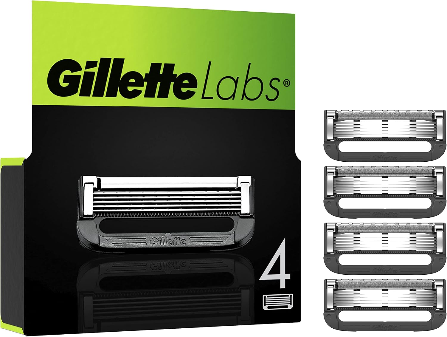 GilletteLabs Hojas de Afeitar para Hombre, Pack de 4 Recambios