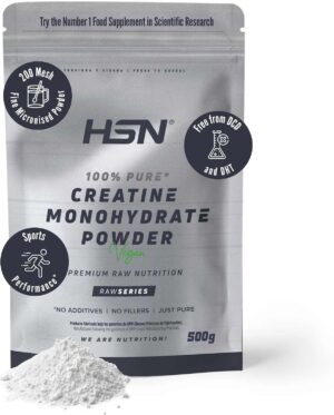 HSN Creatina Monohidrato en polvo 200 mesh, sin sabor, 500 g