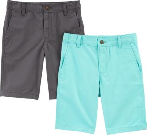 Simple Joys by Carter's Pantalones cortos de cintura plana para niño, pack de 2