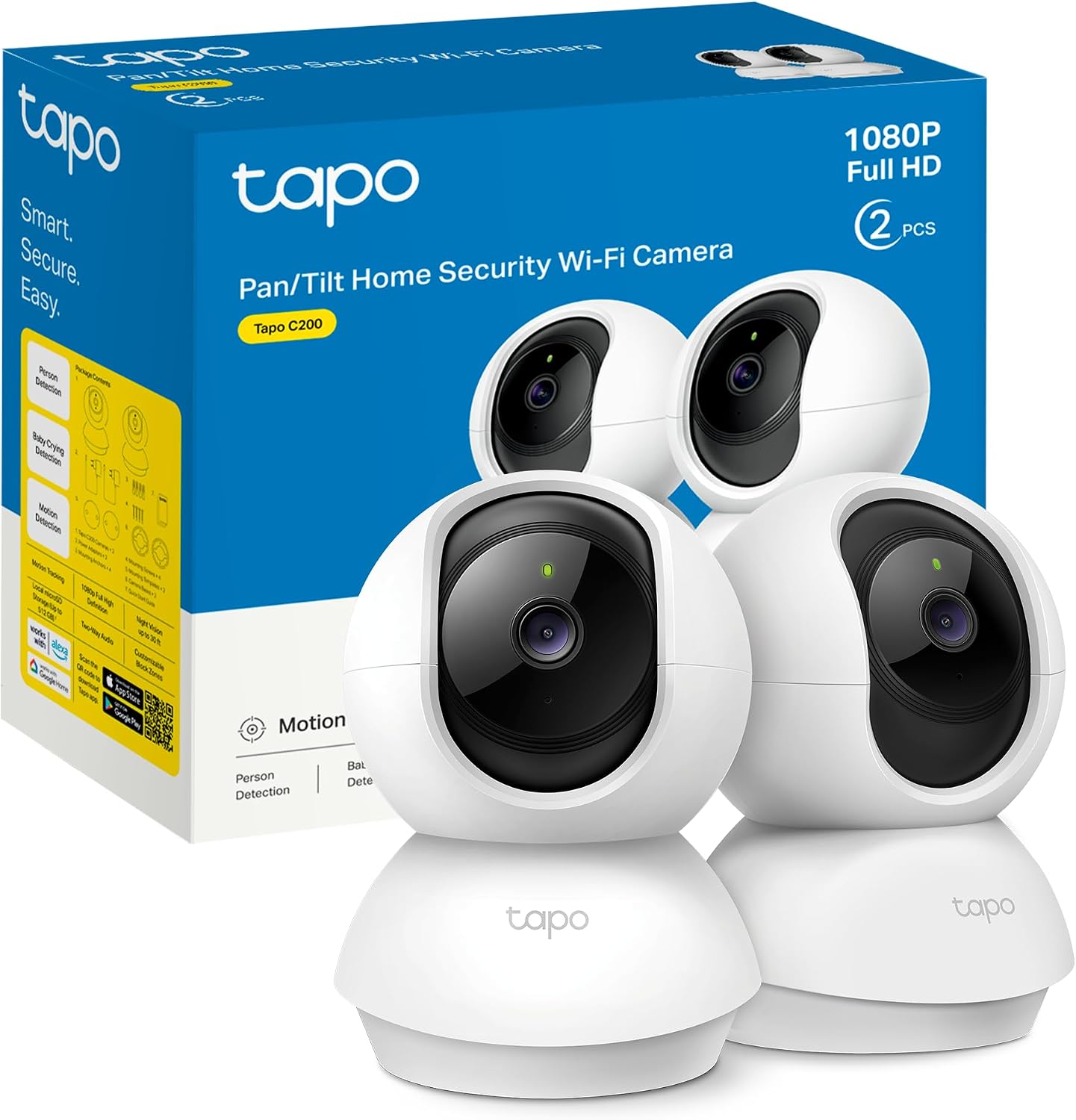 Tapo C200P2 cámara de vigilancia WiFi interior 360º 1080p, pack de 2