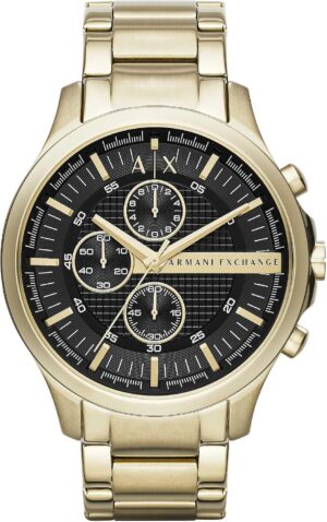Armani Exchange Reloj Cronógrafo Cuarzo Hombre, caja 46 mm, tono dorado y negro