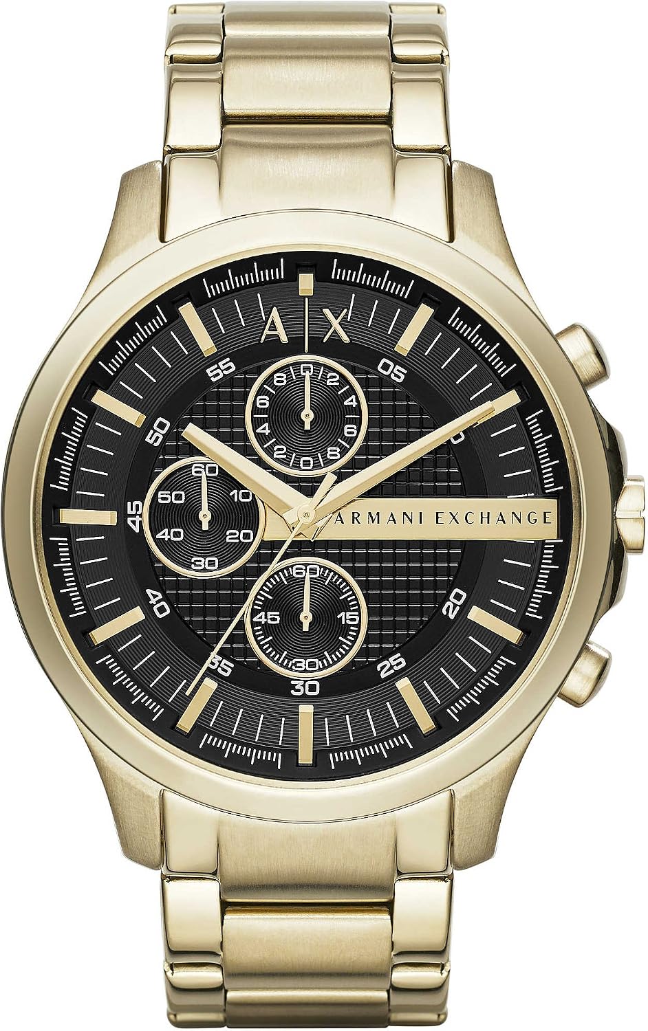 Armani Exchange Reloj Cronógrafo Cuarzo Hombre, caja 46 mm, tono dorado y negro