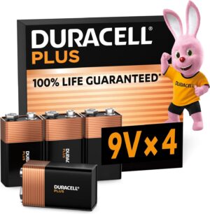 Duracell Plus 9V pilas alcalinas 6LR61, pack de 4
