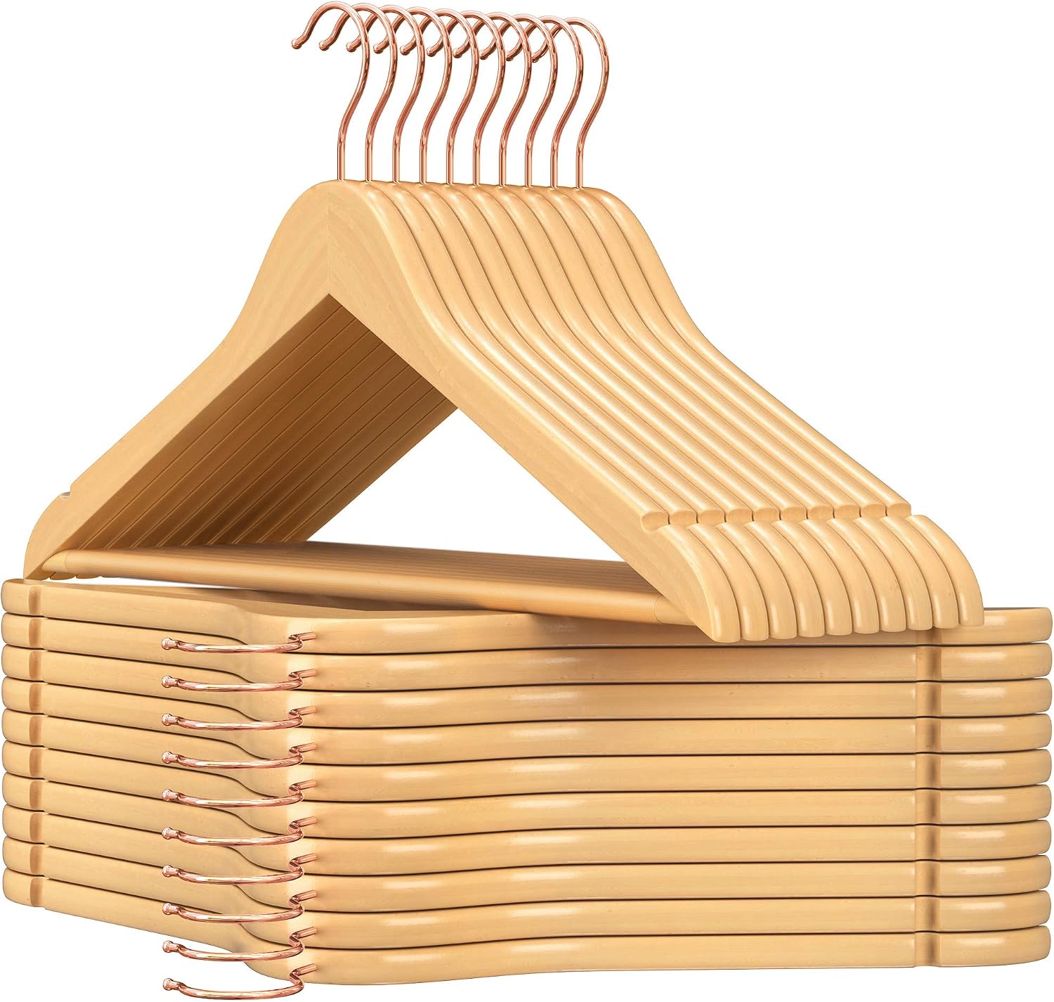 SONGMICS Percha de madera maciza, juego de 20, con ranuras para hombros