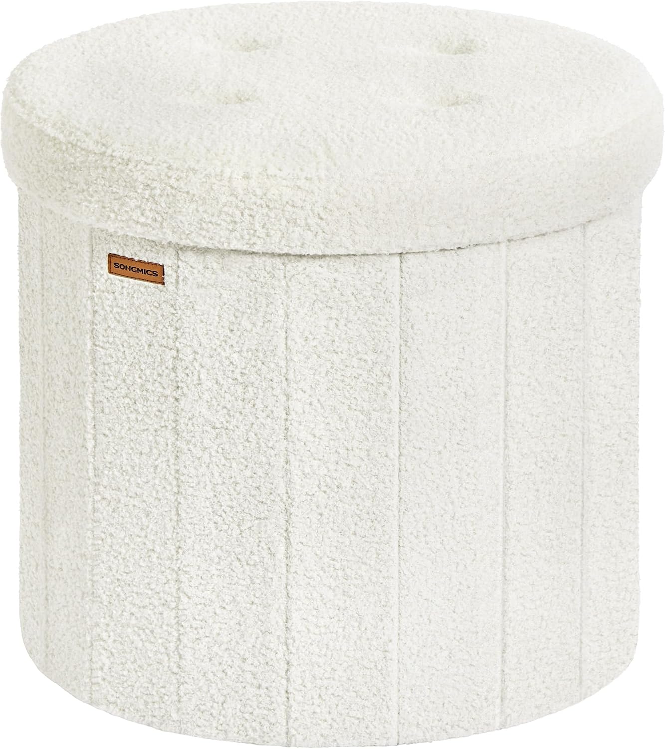 SONGMICS Puff de almacenaje redondo plegable, 65 L, 47 x 47 x 45 cm