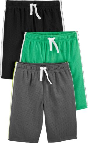 Simple Joys by Carter's Pantalones cortos de malla para niños pequeños, pack de 3