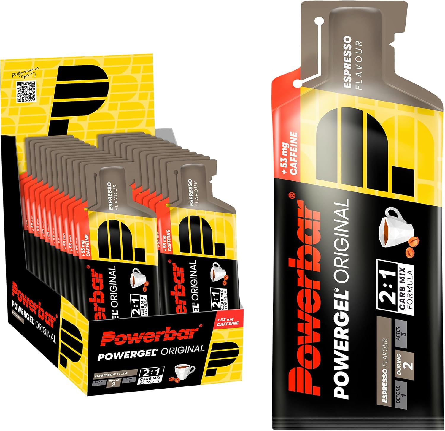 Powerbar PowerGel Espresso con cafeína, pack de 24 geles de 41 g