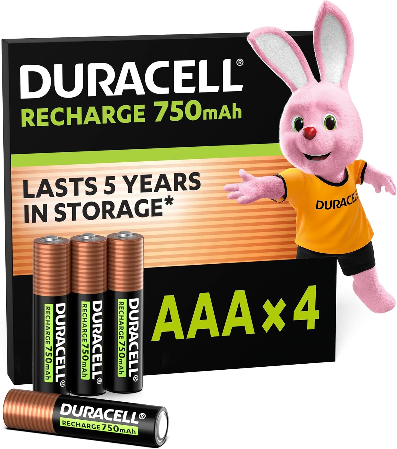 Duracell Pilas Recargables AAA 750 mAh, pack de 4