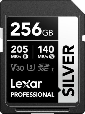 Lexar Tarjeta SD de 256 GB Silver, hasta 205 MB/s, SDXC UHS-I