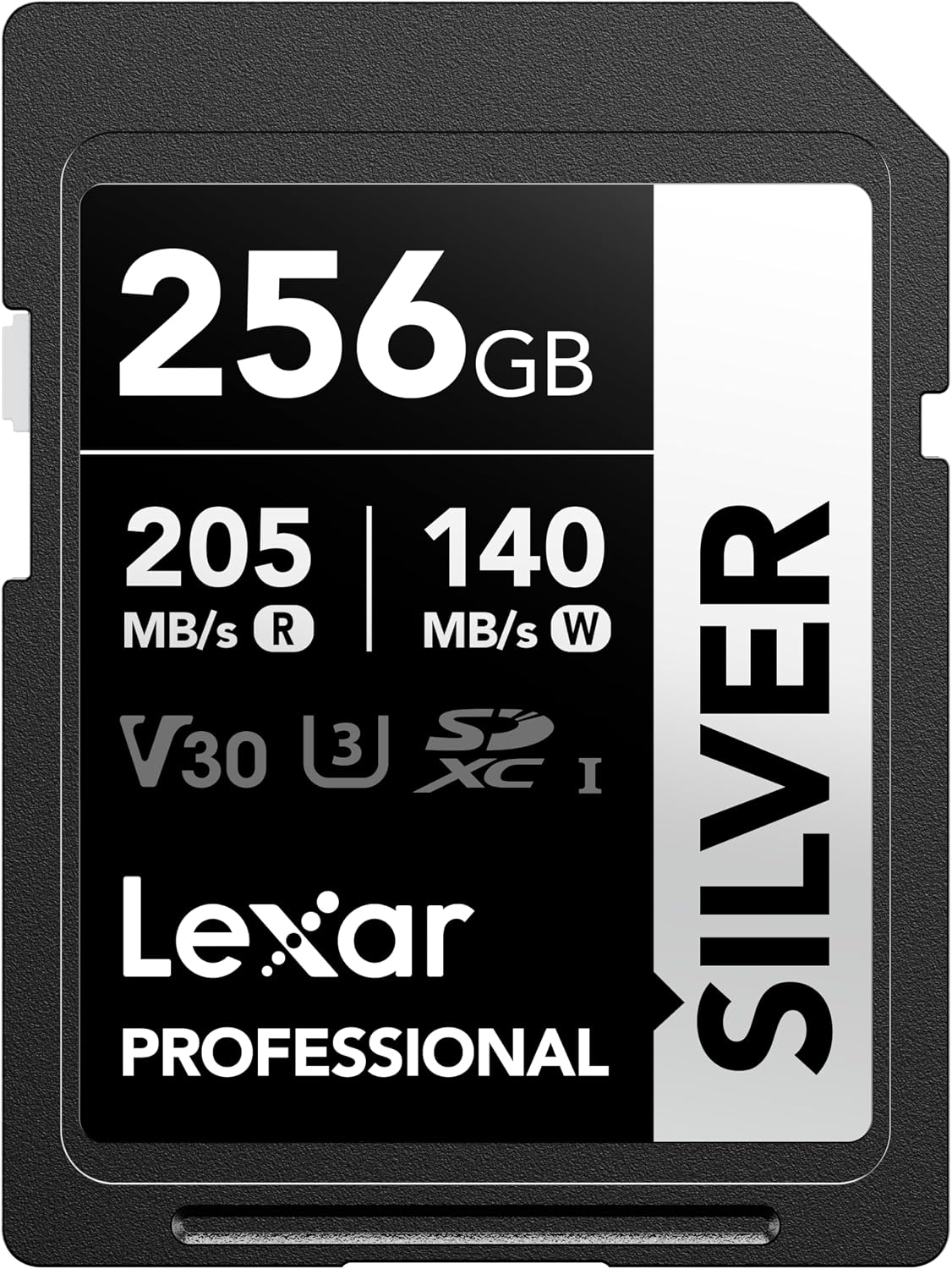 Lexar Tarjeta SD de 256 GB Silver, hasta 205 MB/s, SDXC UHS-I