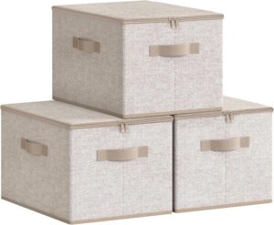 SONGMICS cajas de almacenaje plegables, juego de 3, con tapas y asas