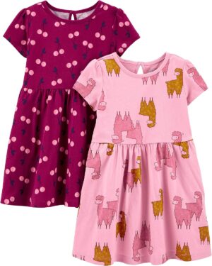 Simple Joys by Carter's Vestidos de manga corta y sin mangas para bebé niña, pack de 2